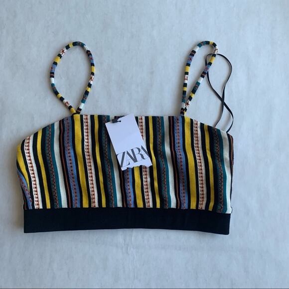 Zara NWT Striped Jacquard Bralette Top Size Medium - Picture 4 of 10